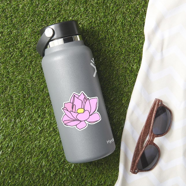 Pegatina Arte de flores de Lotus rosa (HydroFlask Insitu)