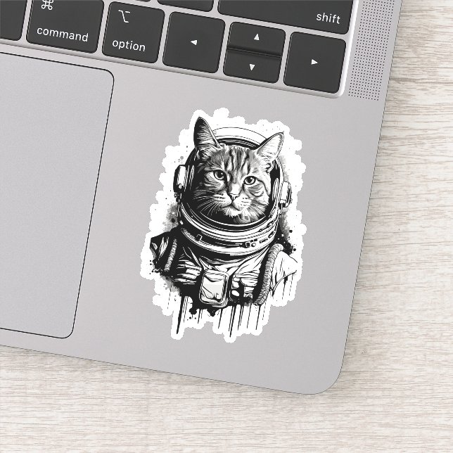 Pegatina Arte de gato astronauta con tinta (Detalle)