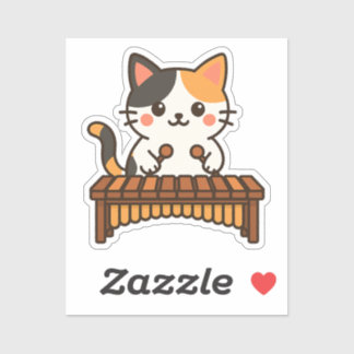 Pegatina Arte de gato calicó Marimba