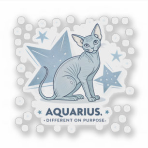 Pegatina Arte de Gato Sphynx Zodiaco Acuario con Propósito 
