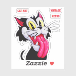PEGATINA ARTE DE GATO VINTAGE RETRO