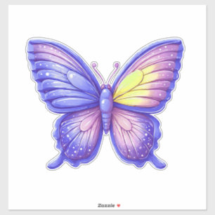 Pegatina Arte de globo de mariposa morada vibrante