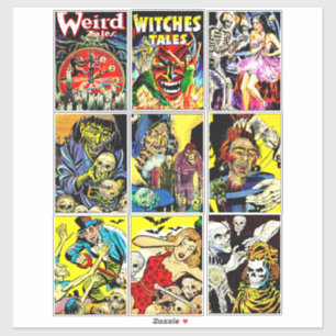 Pegatina arte de historietas de terror de monstruos