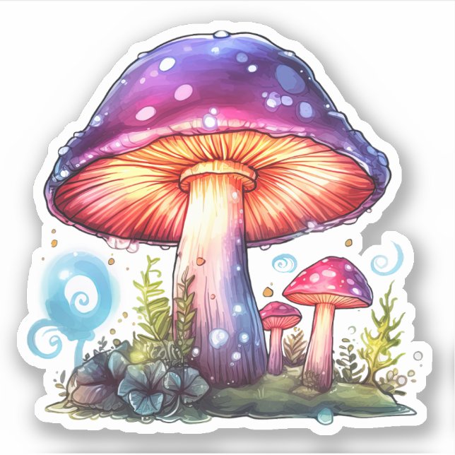 Pegatina Arte de hongos trippy psicodélico (Anverso)