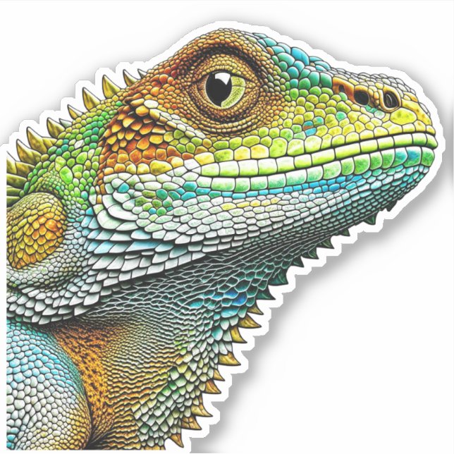 Pegatina Arte de IA de lagarto de aspecto genial (Anverso)