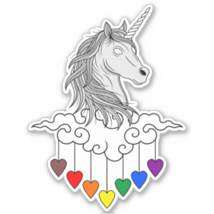 Pegatina Arte de Ilustracion de Unicornio majestuoso