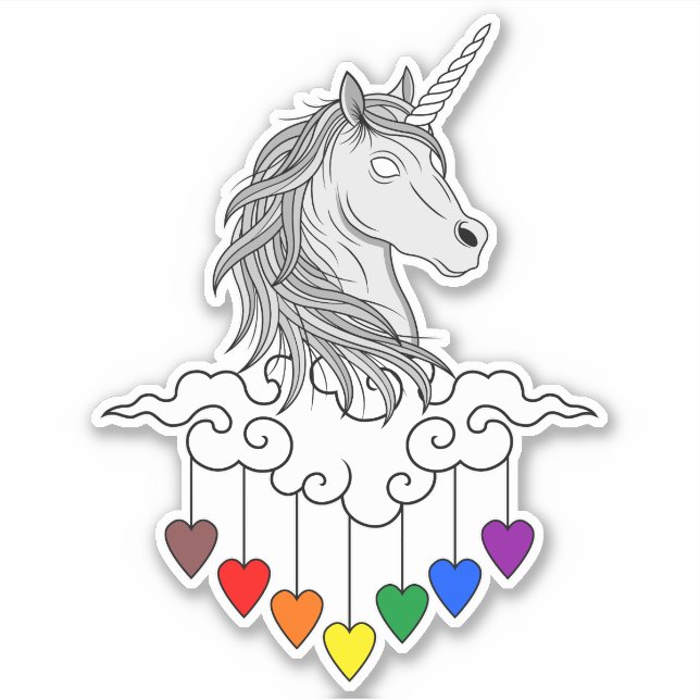 Pegatina Arte de Ilustracion de Unicornio majestuoso (Anverso)
