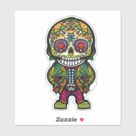 Pegatina Arte de la calavera del azúcar - Esqueleto masculi