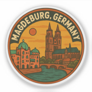 Pegatina Arte de la Catedral de Magdeburgo Alemania