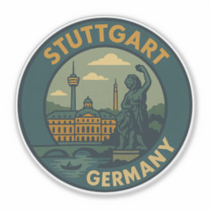 Pegatina Arte de la ciudad de Stuttgart Alemania