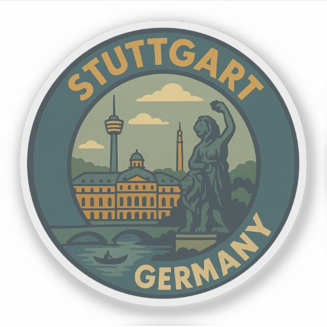 Pegatina Arte de la ciudad de Stuttgart Alemania (Anverso)
