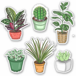 Pegatina Arte de la planta doméstica dibujada a mano