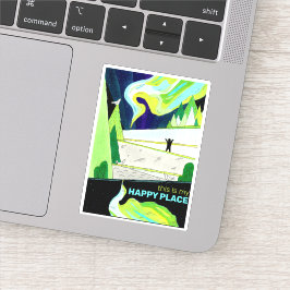 Pegatina Arte de las luces del norte Este es mi lugar feliz