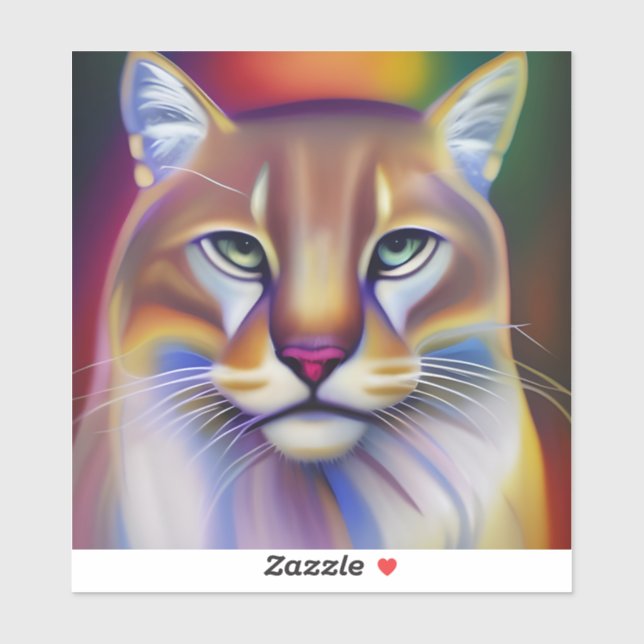 Pegatina Arte de león de montaña (Hoja)