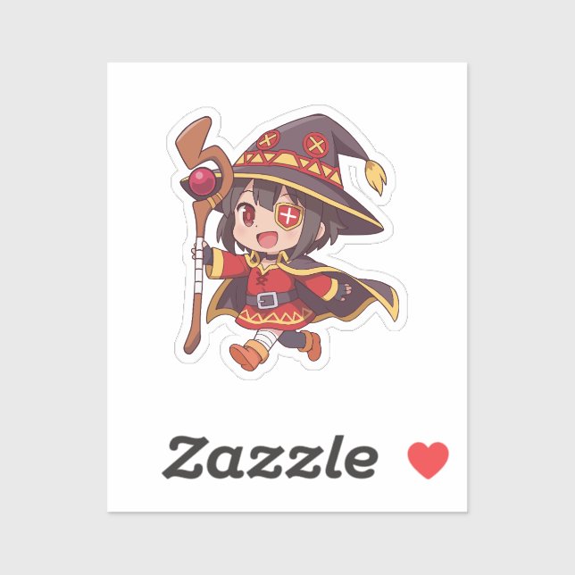 Pegatina Arte de maga de explosión Chibi de Megumin (Hoja)