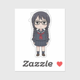Pegatina Arte de Manga Oscuro Chibi de Saki Yoshida