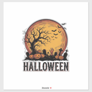 Pegatina Arte de murciélago lunar en cementerio de Hallowee