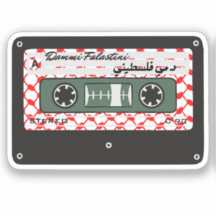 Pegatina Arte de Palestina Retro Cassette Red Keffiyeh
