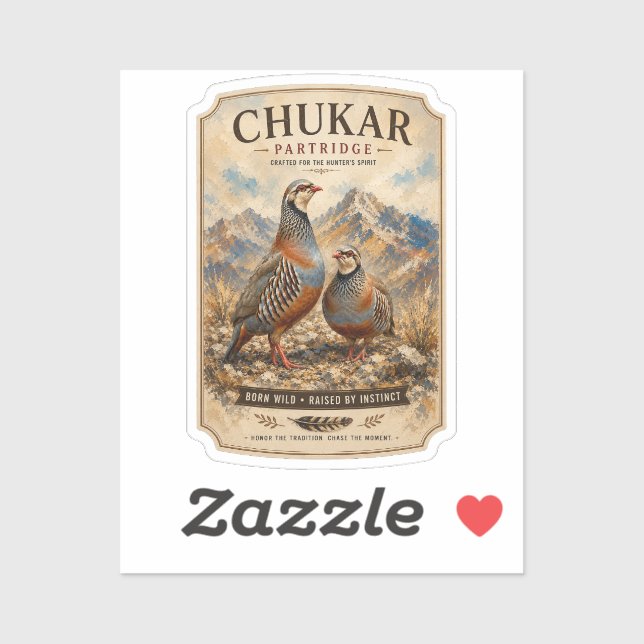 Pegatina Arte de pareja de perdiz chucar  (Hoja)