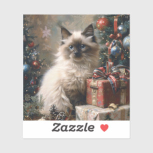 Pegatina Arte de retrato de gatos de Navidades gatitos bali
