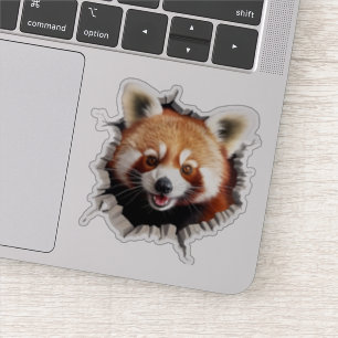 Pegatina Arte de ruptura de pared de panda rojo 3D – Safari