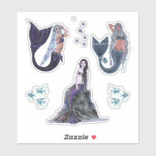 Pegatina Arte de sirena oscura de Renee Lavoie