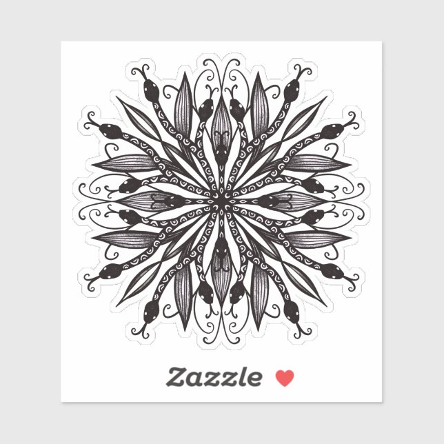 Pegatina Arte de tatuaje de serpientes góticas (Hoja)