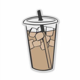 Pegatina Arte de Vaso de Café con Hielo