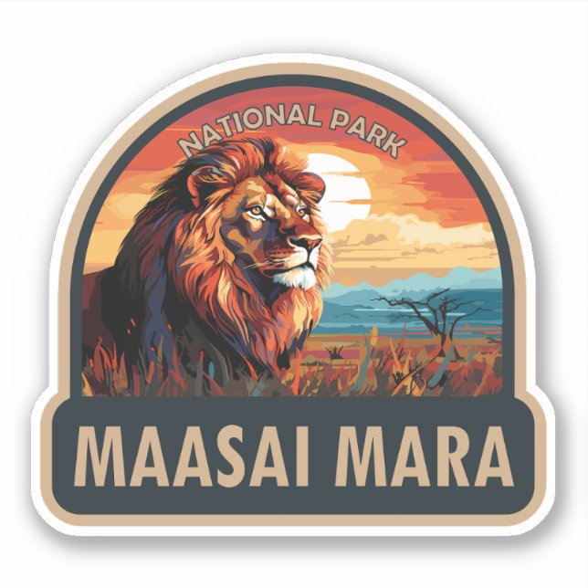 Pegatina Arte de viaje de la Reserva Nacional Maasai Mara (Anverso)