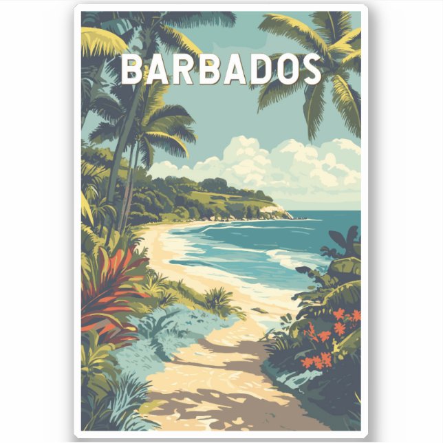 Pegatina Arte de viajes de Ilustracion de Barbados (Anverso)
