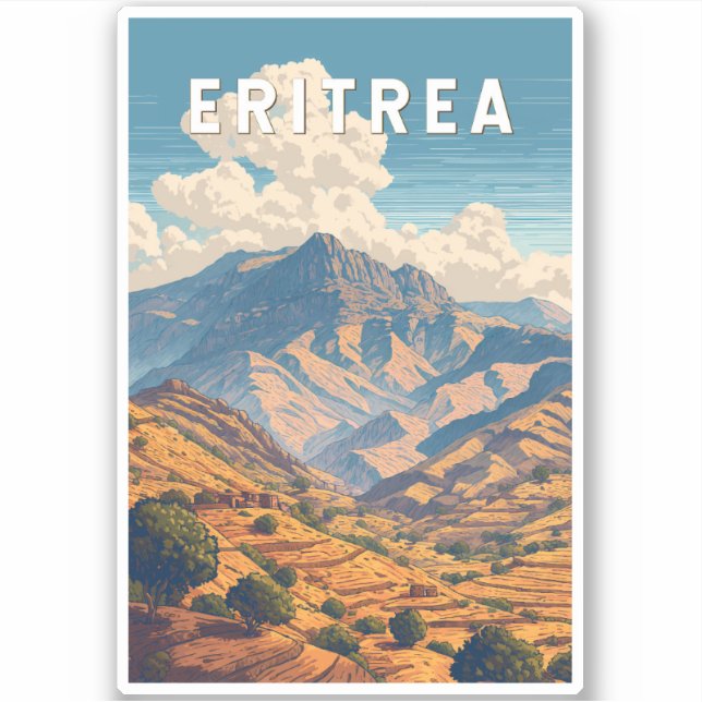 Pegatina Arte de viajes de Ilustracion de Eritrea (Anverso)