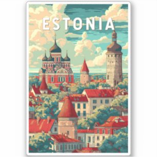 Pegatina Arte de viajes de Ilustracion de Estonia