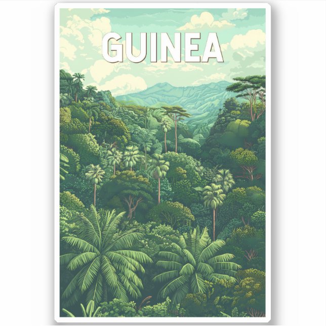 Pegatina Arte de viajes de Ilustracion de Guinea (Anverso)