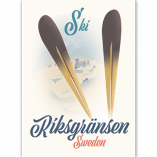 Pegatina Arte de viajes en esquí de Riksgränsen Suecia