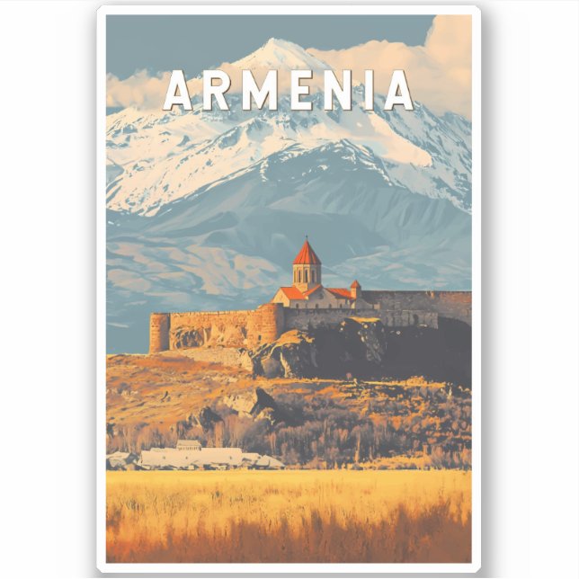 Pegatina Arte de viajes en Ilustracion de Armenia (Anverso)