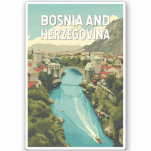 Pegatina Arte de viajes en Ilustracion de Bosnia y Herzegov
