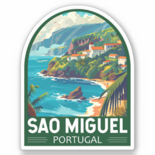 Pegatina Arte de viajes en la isla de Sao Miguel Portugal