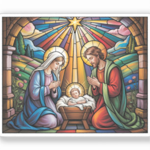 Pegatina Arte de vidrio emplomado de la Natividad – Navidad
