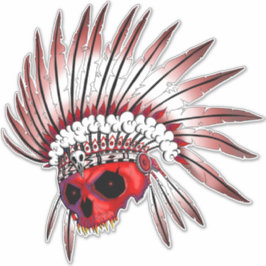 Pegatina Arte del cráneo de los nativos rojos