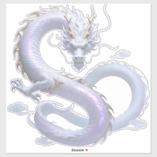 Pegatina Arte del Dragón Blanco Estética de Fantasía Míti