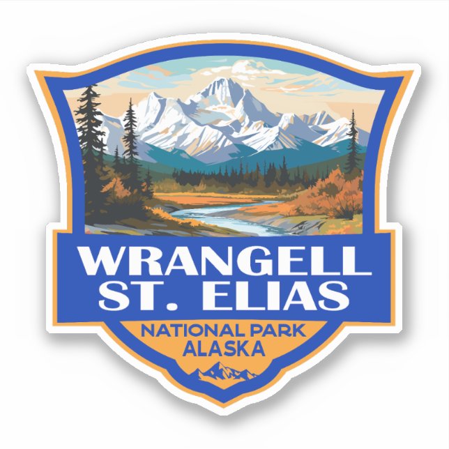 Pegatina Arte del Parque Nacional Wrangell St. Elias (Anverso)