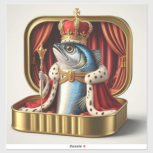 Pegatina Arte del Trono Real del Rey Sardina Kawaii