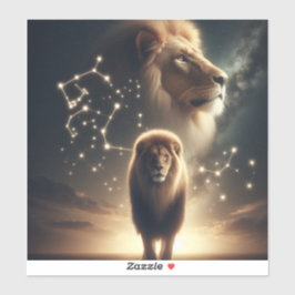 Pegatina Arte del Zodíaco de Leo - León Majestuoso y Conste