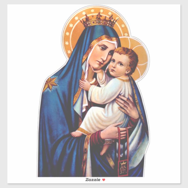 Pegatina Arte Devocional de Nuestra Señora del Monte Carmel (Hoja)