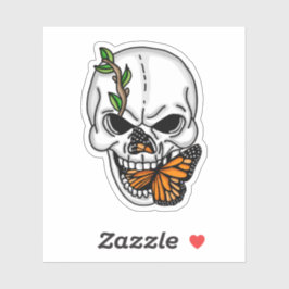 Pegatina Arte digital Skull and Butterfly