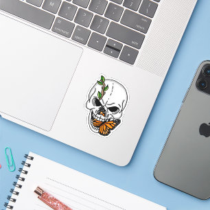 Pegatina Arte digital Skull and Butterfly