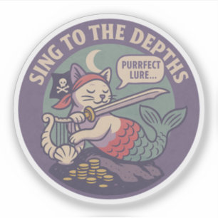 Pegatina Arte divertido de gato pirata Purr-maid