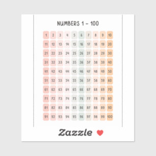 Pegatina Arte educativo para niños: números del 1 al 100