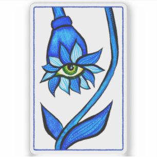 Pegatina Arte espeluznante de la flor fantasmagórica del