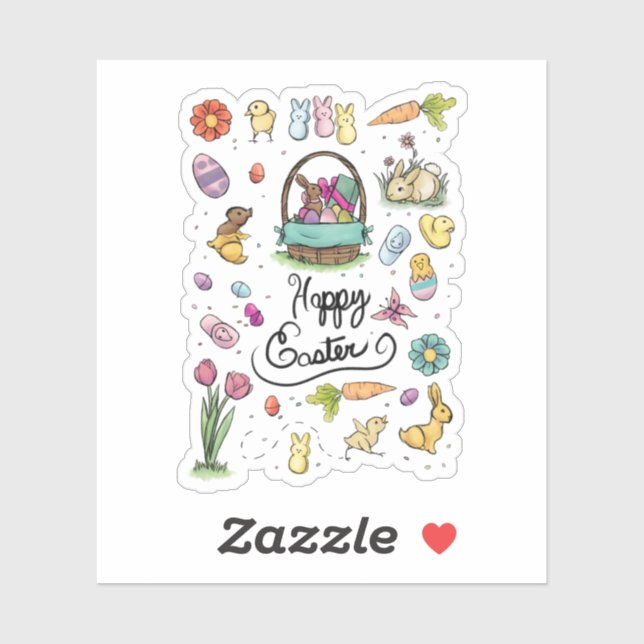 Pegatina Arte Feliz Pascua (Hoja)